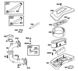 Air Cleaner Grp, Manifold Diagram and Parts List for 42C777-1238-XX  Briggs and Stratton Engine